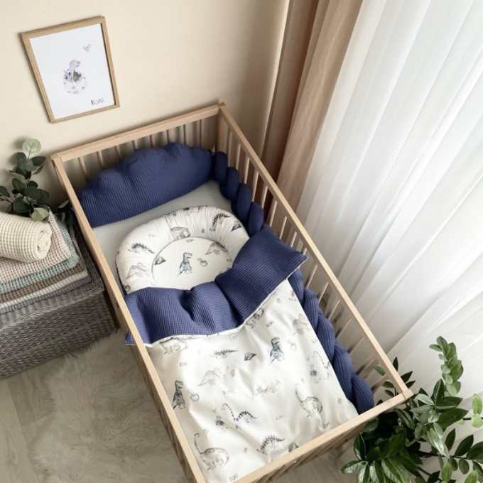 Protectie somn – Baby Nest vafe Dino albastru (5)